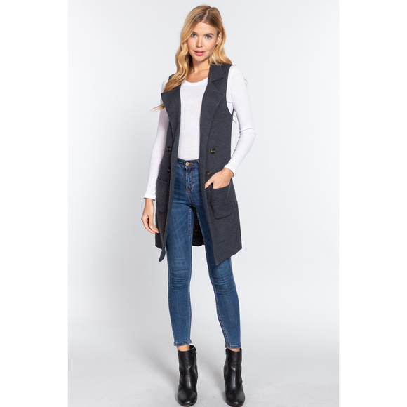 Sleeveless Long Sweater Vest - Picture 2 of 8